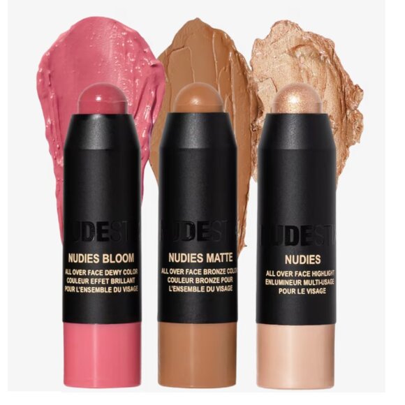 NUDESTIX ROSES N’ HONEY NUDES Blush Bronze & Glow 3-Piece Mini Nudie Kit + Case - Picture 2 of 13
